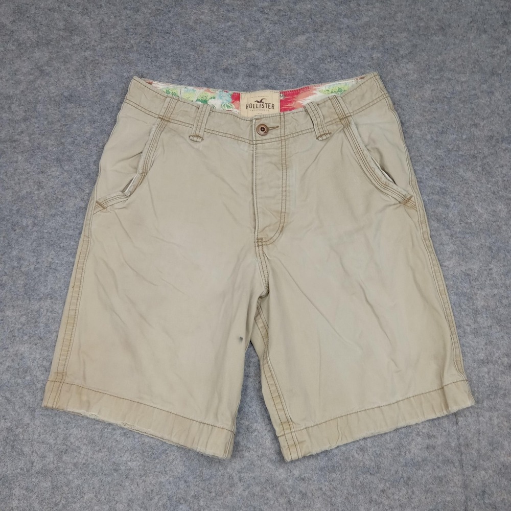 Hollister Shorts Mens 32 Khaki Chino Casual Floral Waistband Cotton California